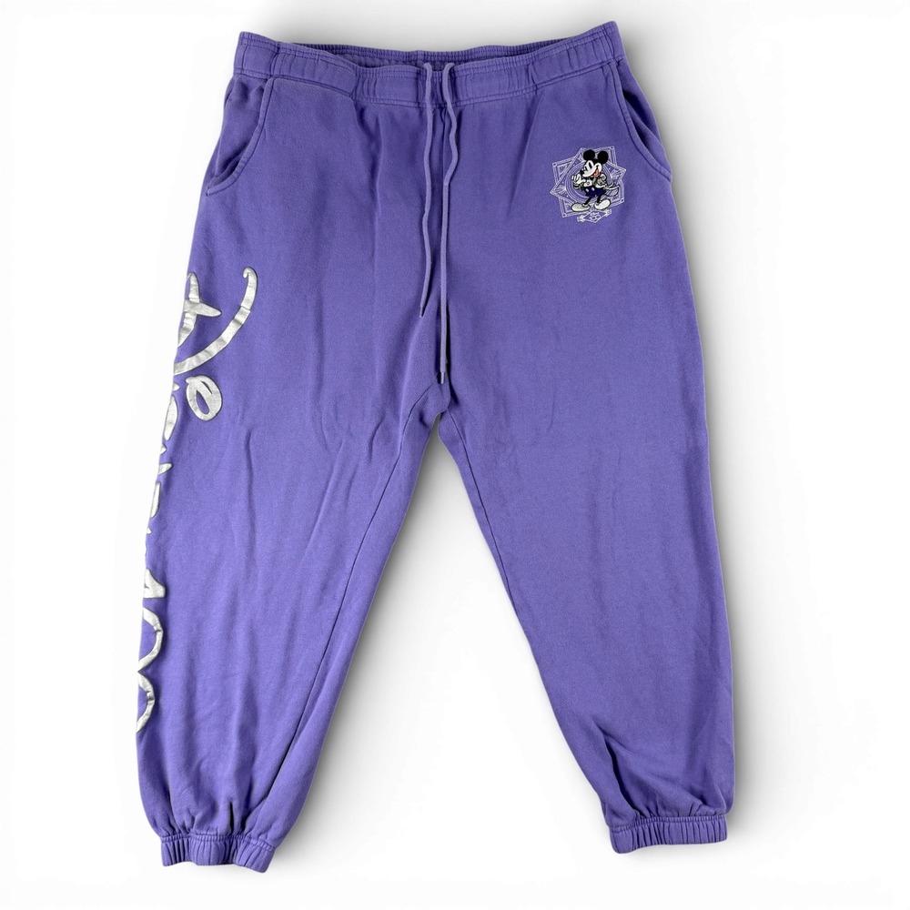 Disney 100 Years of Wonder Sweatpants Adult L Purple Joggers Mickey Mouse Lounge